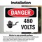 Signmission 480 Volts Danger Sign, Vinyl Decal, 10in W x 7in L, 2PK OS-2PACK-DS-D-710-L-1013 - alternate 2